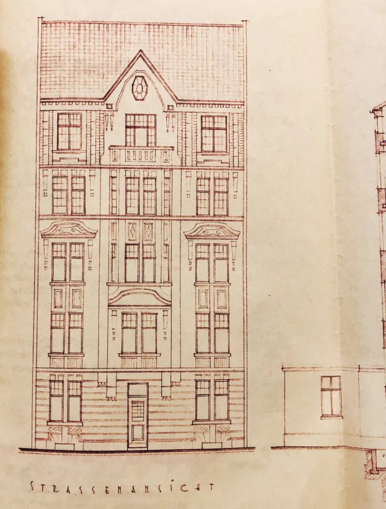 Historic architectural drawing of the street elevation of Gneisenaustraße 93
